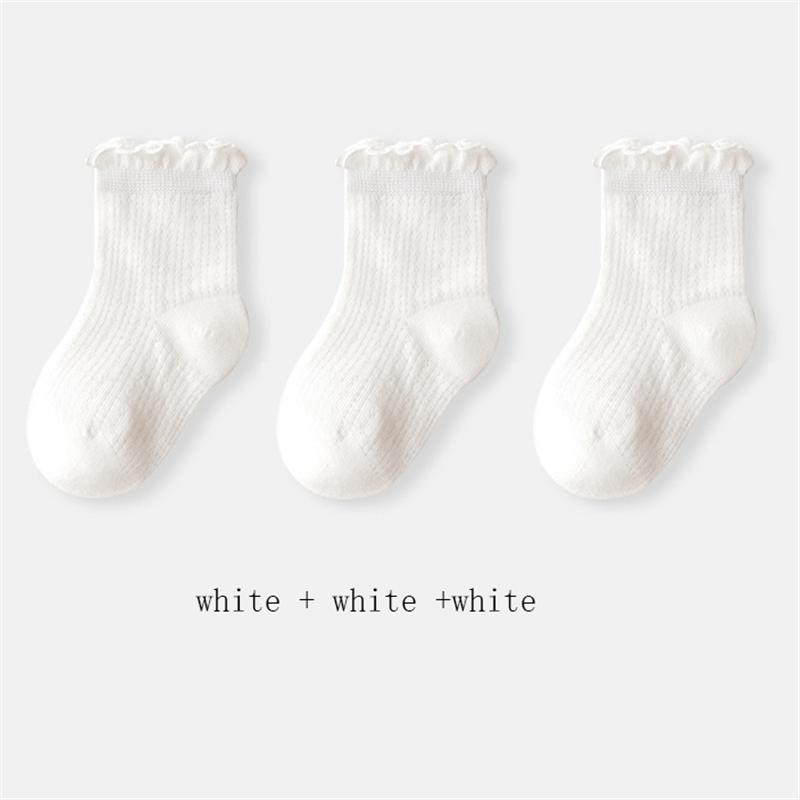 3 пары/лот Летние детские сетчатые тонкие носки однотонные мягкие хлопковые носки для новорожденных носки с рюшами для маленьких девочек милые дышащие носки