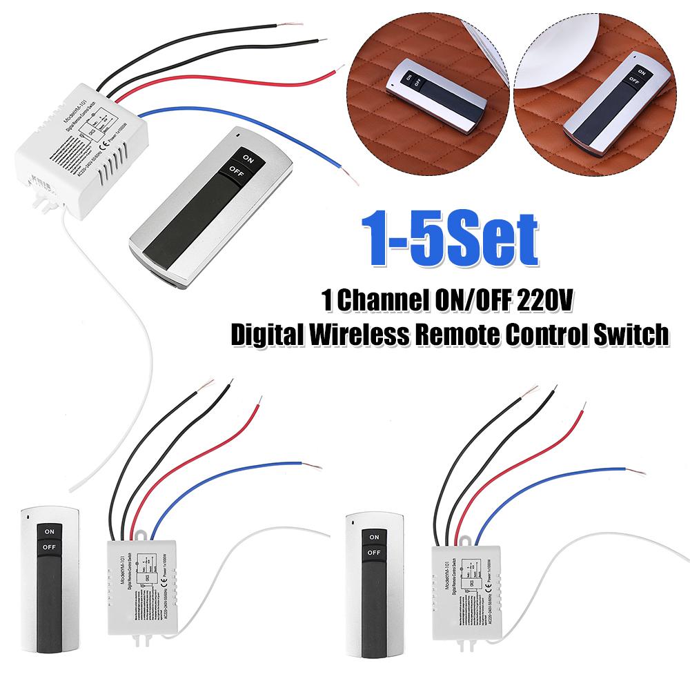 1 Ways ON/OFF 220V Wireless Remote Control Switch Receiver Transmitter for Light Lamp Digital Remote Control Switch