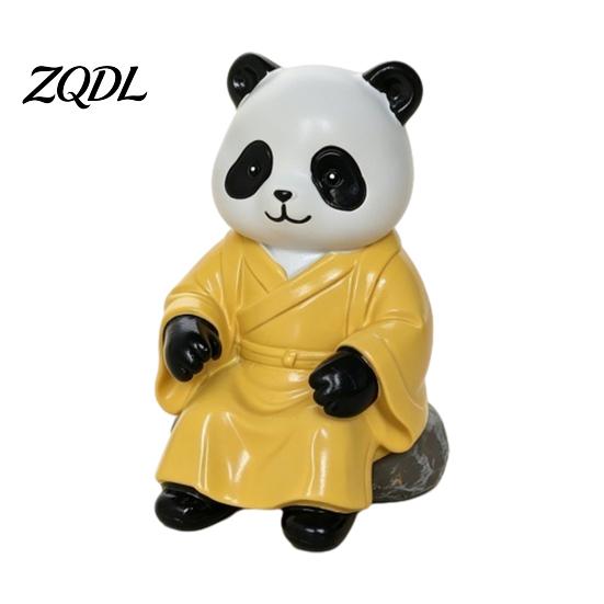 Unique Gift for Tea Culture Lovers Panda Playing Go Chess Figurine, Resin Zen Robe Tabletop Collectible Art Living Room Ornament, Cute Statue