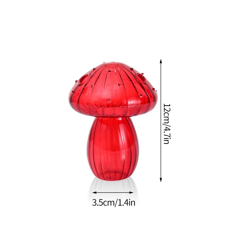 Mushroom Glass Vase Transparent Flower Bottle Small Vase Hydroponic Flower Pot Aromatherapy Bottle Office Desktop Ornament