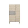 Buffet haut 3 portes - Décor Chêne et blanc - NESS - L 81 x P 43 x H 135 cm