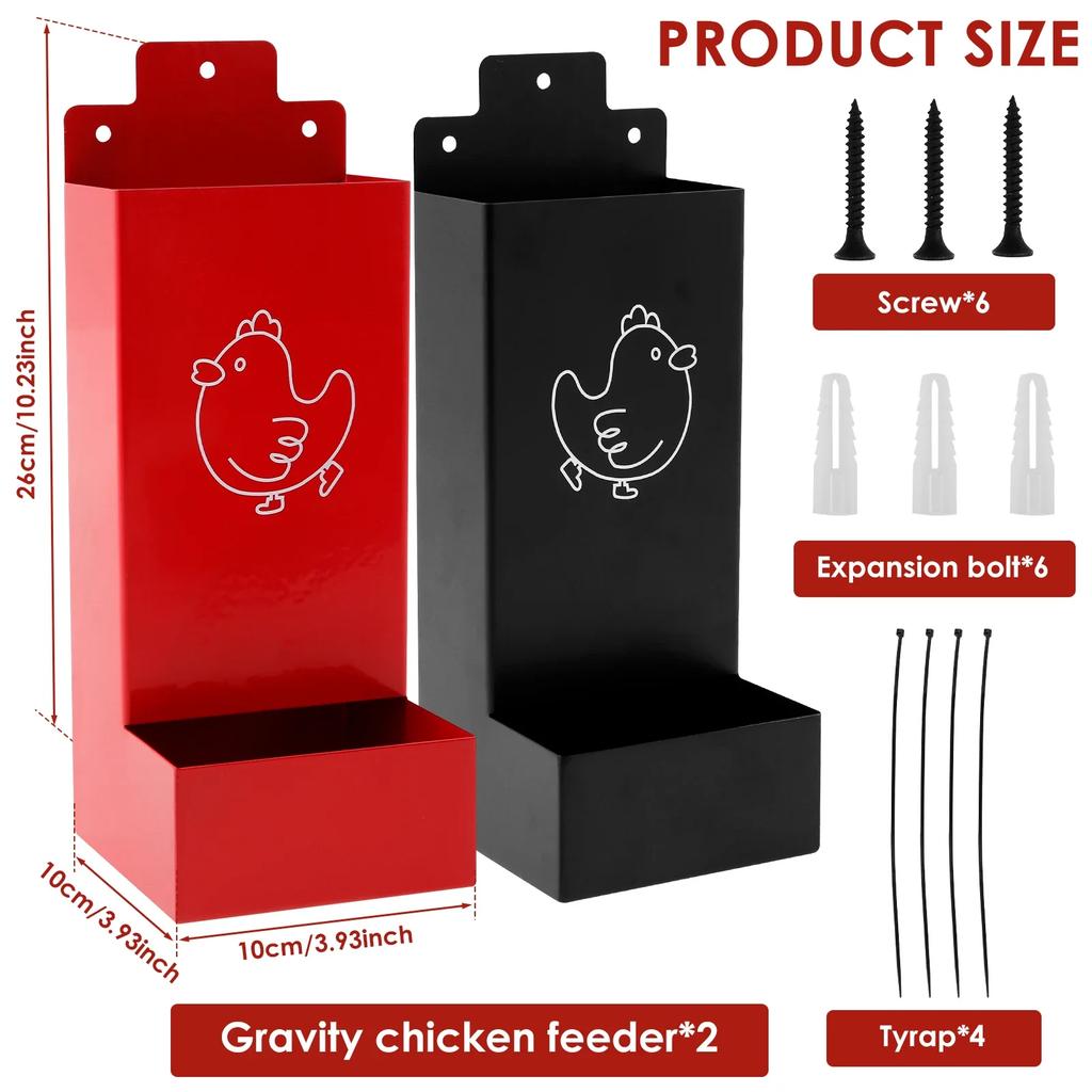 2 Pcs Hangable Chicken Feeder Oyster Shell Hen Feeder Large Capacity farm Poultry Food Grain Dispenser feeding watering supplies