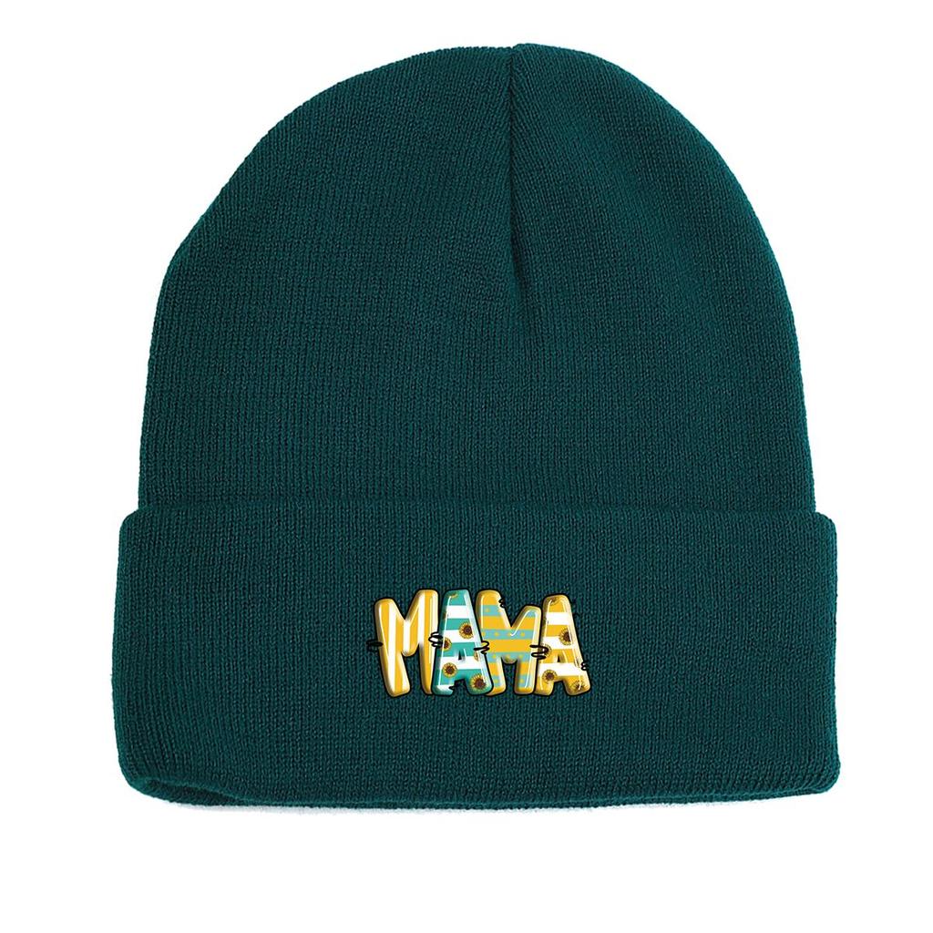 MAMA" Winter Knit Hat Beanie, Mother Woman Cap Warm Versatile Hip Hop Pompom Beanies Knitted Cap Beanie