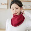Solid Color Scarf Women Thickened Velvet Warm Buttons Closure Scarf Quick-Drying Sweat-Absorbent Wrap Scarf