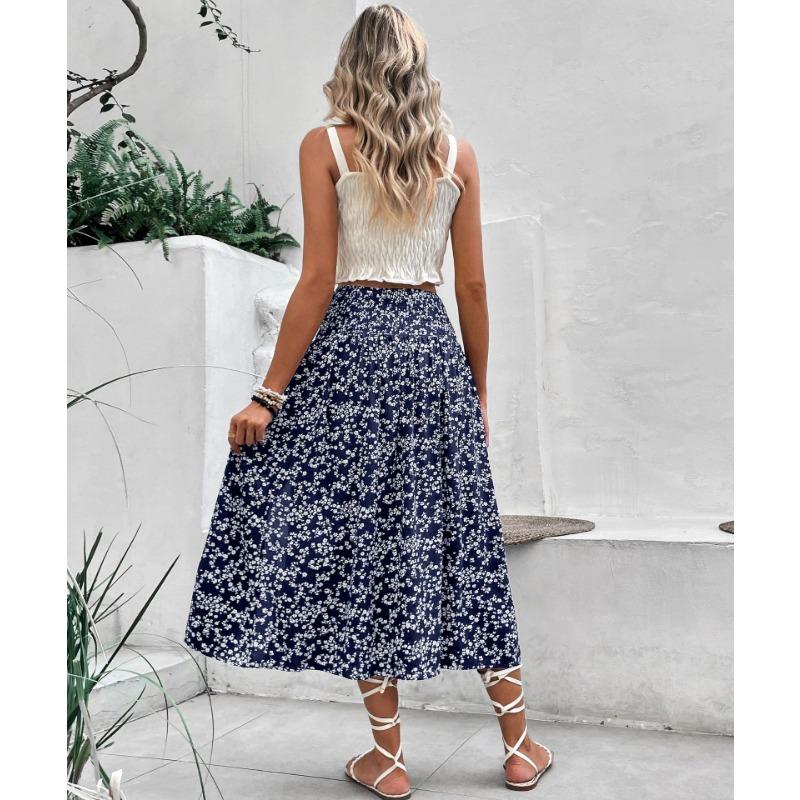 Женские повседневные юбки с цветочным принтом на лето и весну