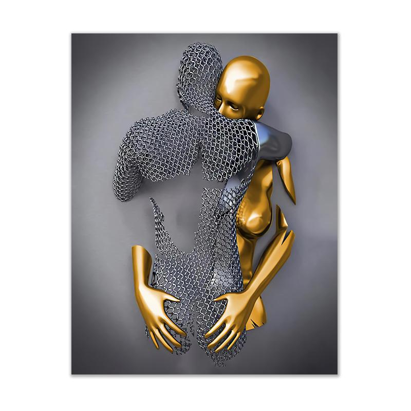 Рисунок Статуя Холст Картины Плакаты Черное и Золотое Сердце Современное Искусство Плакаты Печатает Настенные Панно для Гостиной Домашний Декор