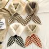 New Winter Korean Style Houndstooth Scarf Women's Fashionable Fur Warm Imitation Rabbit Fur Cross Small Scarf Thickened
