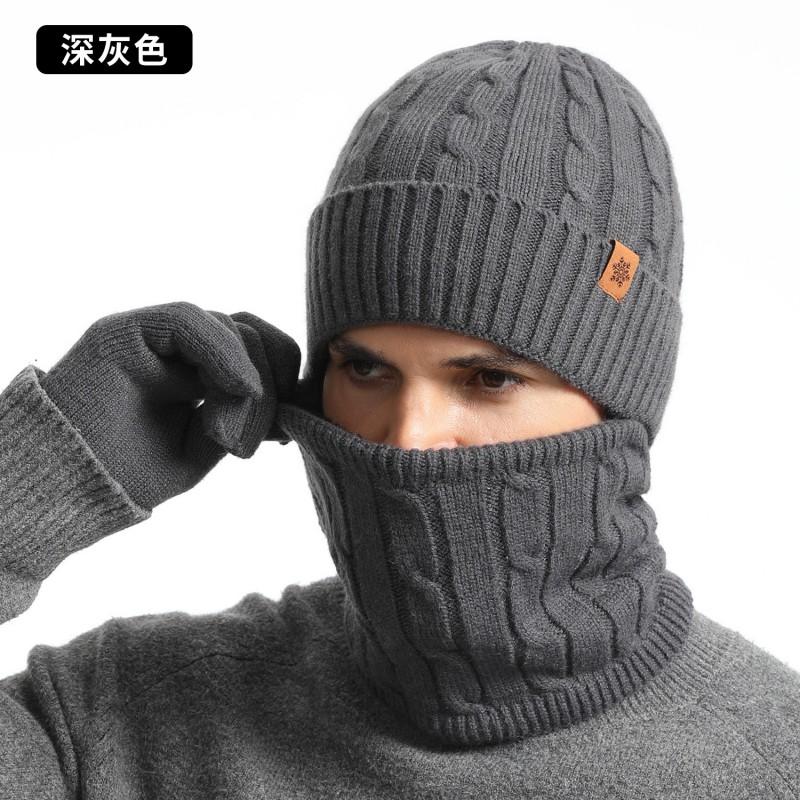 Winter Warm Knit Hat Scarf Gloves Set Men - Alpaca Wool Blend Thick Fleece Lined Outdoor Cycling Skiing Cold Weather