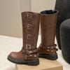 Обязательно носить, когда выходите на улицу! Ботинки Женские Летние Американские Ретро Ботинки Мартин Коричневые Высокие Ботинки Длинные Ботинки Вестерн Ковбойские Ботинки