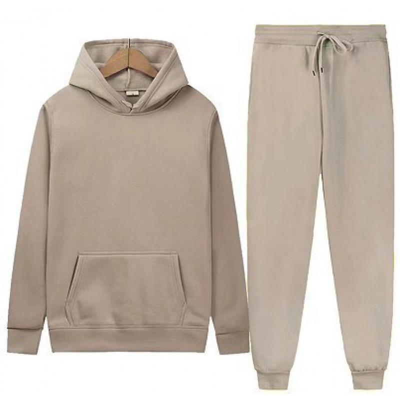 Mens Casual Hooded Sweatshirt Set Cotton Blend Two Piece Tracksuit Outfit