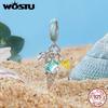 WOSTU Серебро 925 Зеленая Черепаха Бусины Мурано Клешня Рака-Отшельника Ловец Снов Подвеска Подходит для Браслета Ожерелья Морские Украшения DIY Подарок