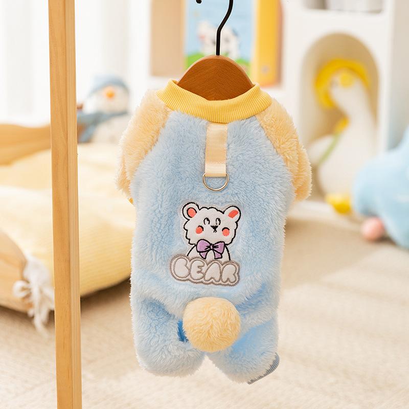 New four-legged autumn winter warm teddy puppy dog clothes small dog Yorkshire Bee bear pet clothing