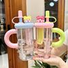 Портативная бутылка для воды с трубочкой Милая чашка с трубочкой Ледяной стакан для женщин и девочек Пластиковый стакан большой емкости Стиль Ins Кружка для молочного чая и кофе