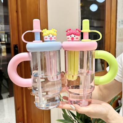 Портативная бутылка для воды с трубочкой Милая чашка с трубочкой Ледяной стакан для женщин и девочек Пластиковый стакан большой емкости Стиль Ins Кружка для молочного чая и кофе