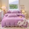 Princess Style Milk Velvet Lace 4-Piece Set: Embroidered Duvet Cover & Solid Color Bed Sheet