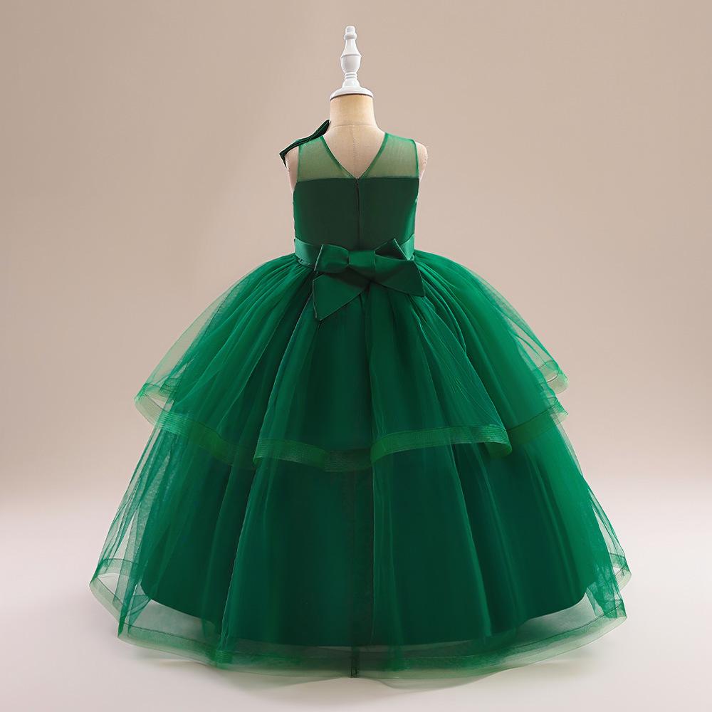 Винтажное тюлевое белое свадебное платье для девочек, элегантное детское праздничное платье принцессы с бантом для подружек невесты для девочек, костюмы на день рождения без рукавов