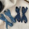 Personality Denim Blue Fabric Bow Barrettes a Pair of Hairclips Side Shredded Hair Bangs Clip Duckbill Clip