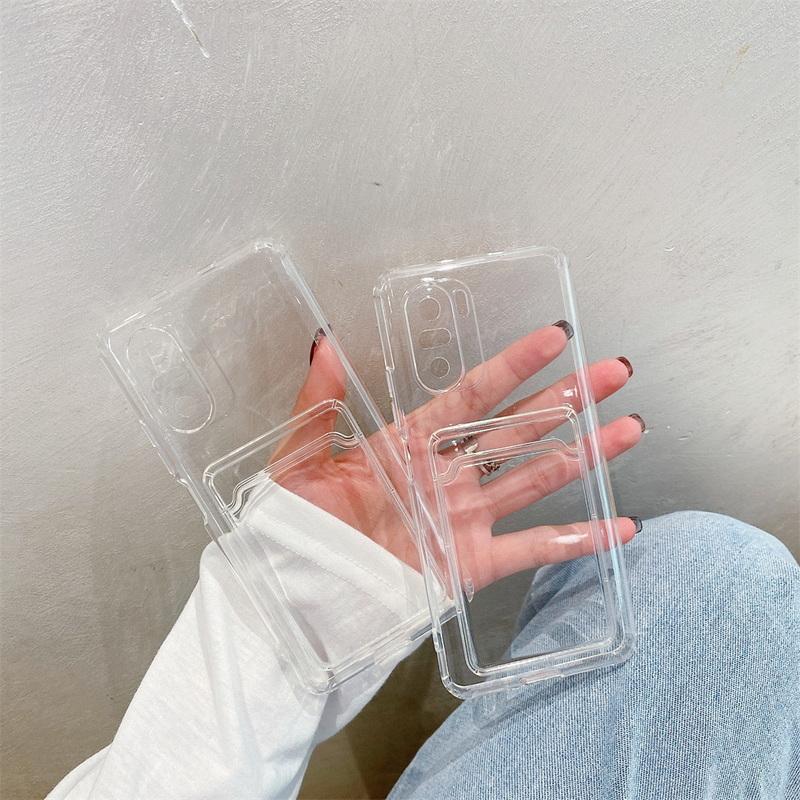 Clear Case Wallet Card Holder For Xiaomi Mi 11 Ultra 11T POCO X3 NFC Redmi Note 9 10 Pro Max K40 Pro 10 9 9A 9C Transparent Cover