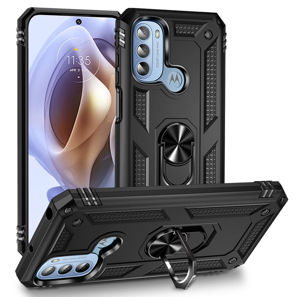 For Motorola Moto G31 4G/G41 4G PC+TPU Armor Defender Phone Case Ring Kickstand Non-slip Protective Cover