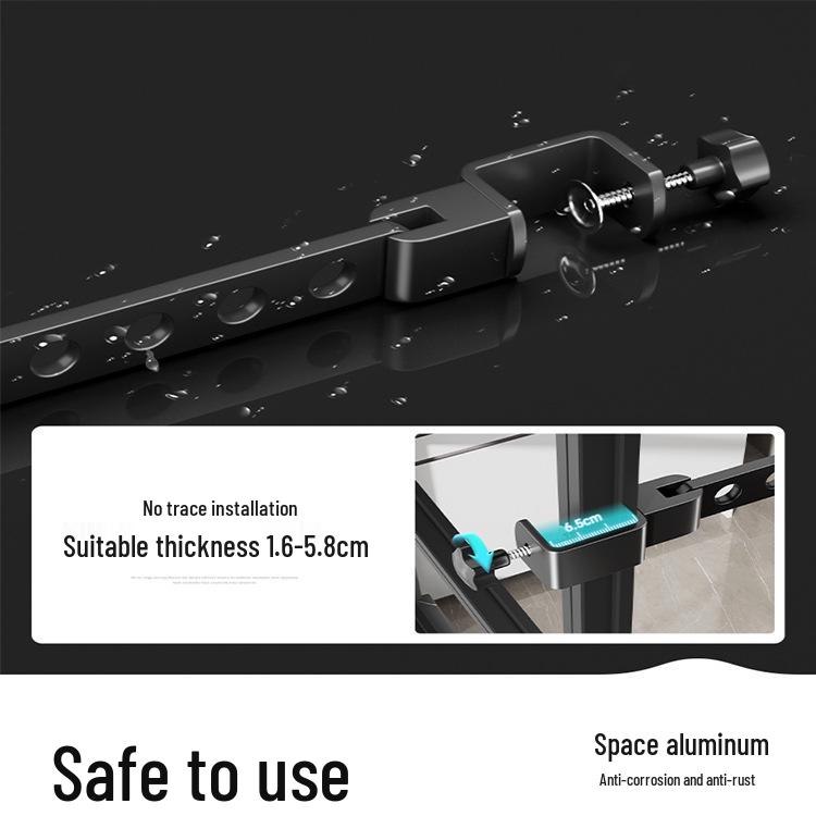 Aluminum Balcony Clothes Drying Rack with Snap-On Anti-Theft Clips for Window Frames - No Drilling Needed