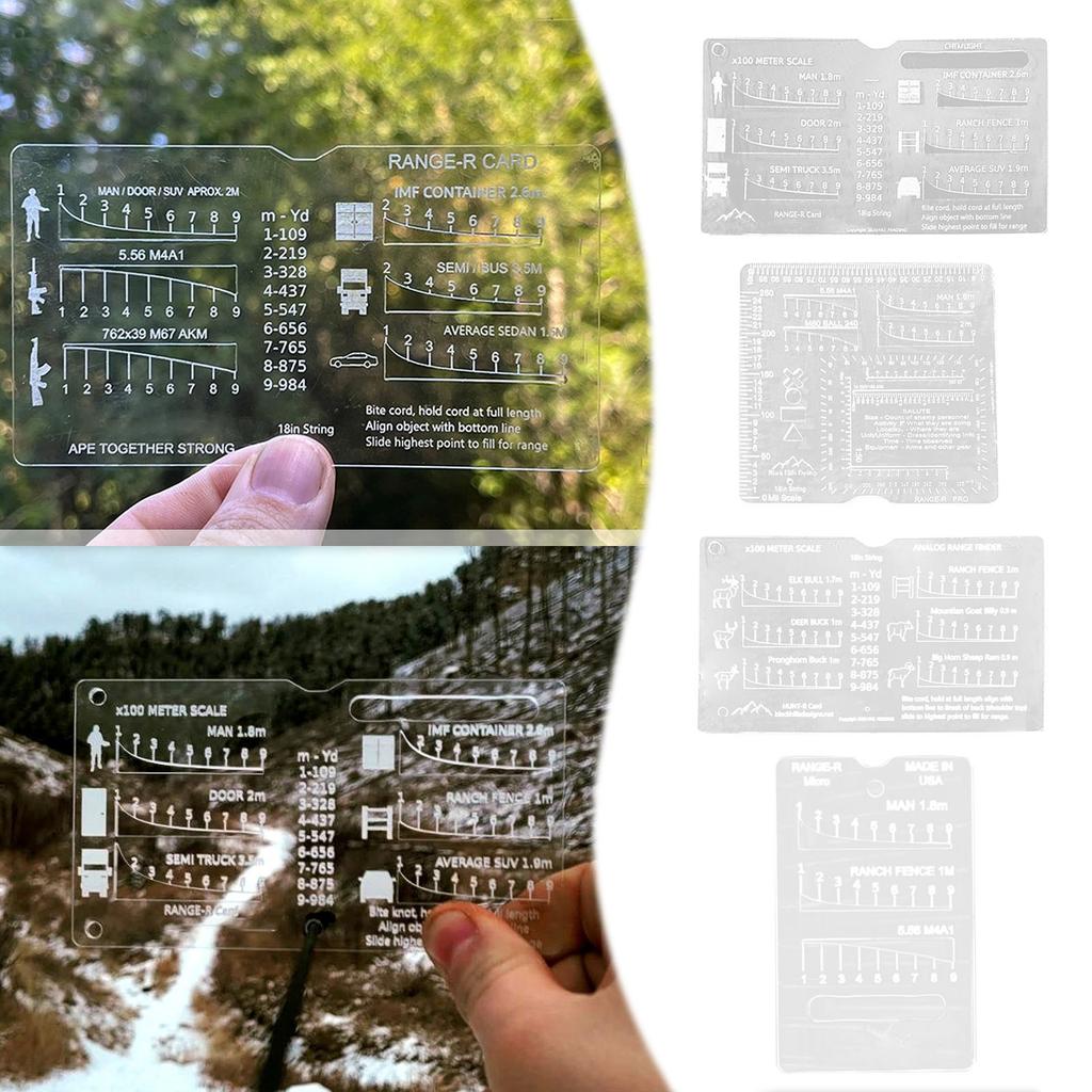Карта дальномера, портативный карманный аналоговый дальномер, 100-900 м / 109-984 ярда, слайдер для измерения расстояния при стрельбе для охоты и стрельбы на большие расстояния