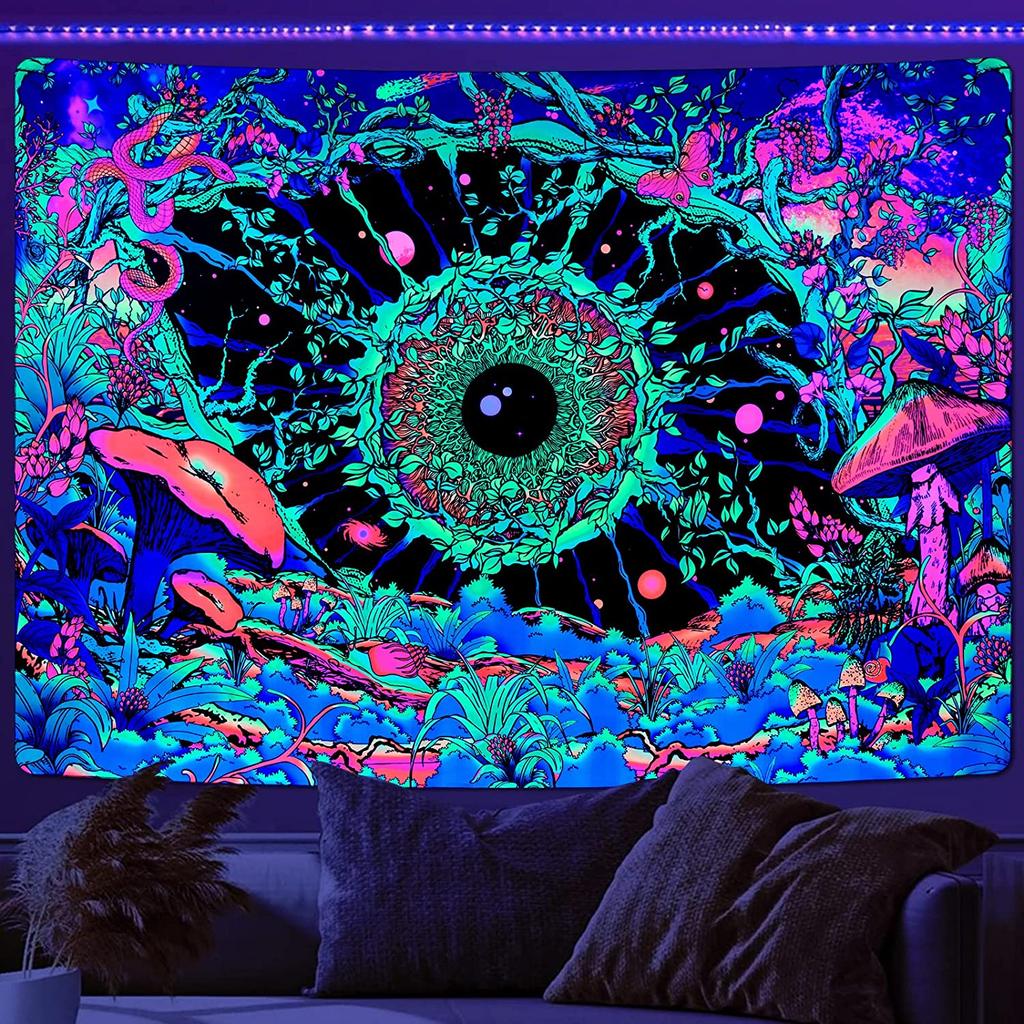 Blacklight Мандала Гобелен Богемный Хиппи Декор Комнаты Эстетический УФ-реактивный Йога Медитация Настенный Гобелен Для Спальни