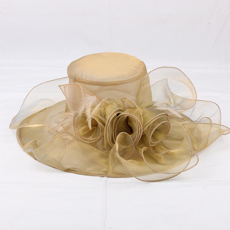 New European beautiful woman summer big flower mesh fashion hat seaside sun protection beach sun hat sun gift hat