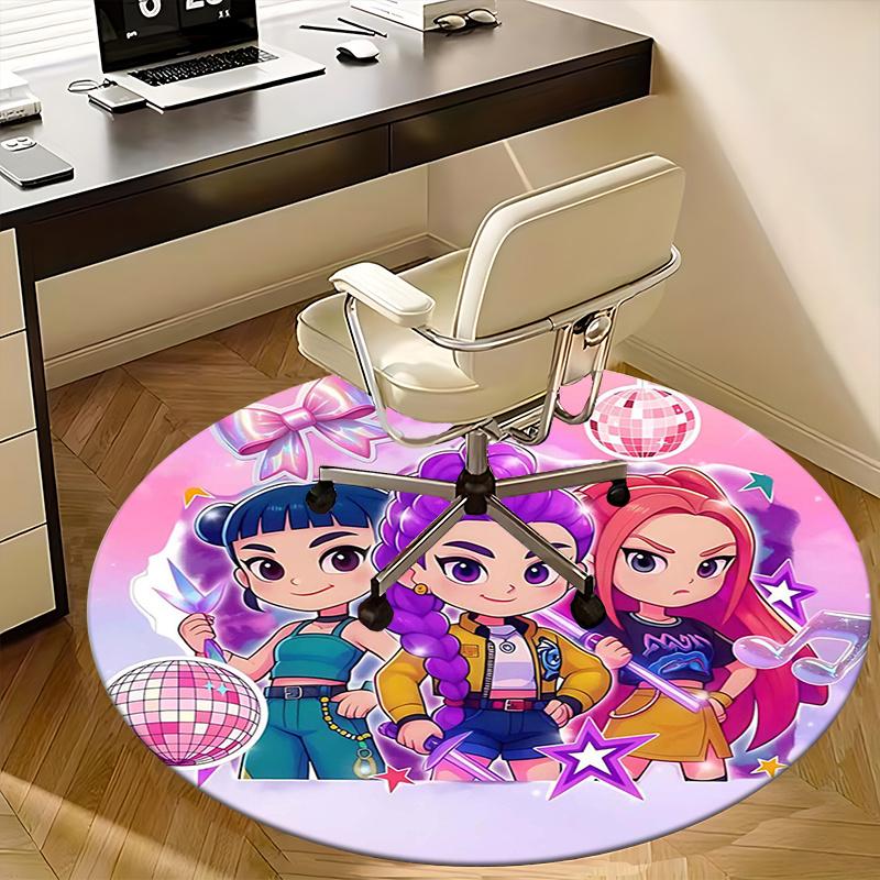 Персонажи Gacha Life, Виртуальные аватары Коврик под стул Круглый ковер Офисный ковер, Машинная стирка, Нескользящий, Подходит для гостиных, спален