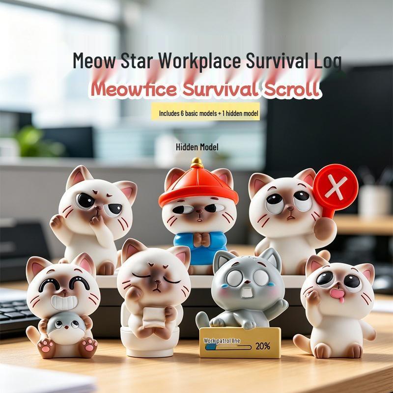 Whimsical Meow Collection Blind Box: Healing Kitten Resin Figurine Gift for Friends, Classmates, and Dorm Decor