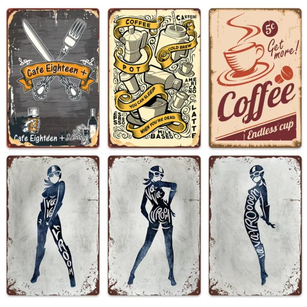 Постер для кофе в винтажном стиле, жестяная табличка: Декоративное настенное панно в индустриальном стиле для фоновых стен