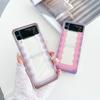 For Samsung Galaxy Z Flip 4 3 Case Gradient Waves Painted Transparent Shockproof Folding Hard Back Cover For Samsung Flip4 Flip3