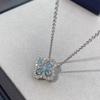 French Lucky Clover Sea Blue Necklace Women's Light Luxury Flower Full Diamond Plated 18k Premium Clavicle Chain
