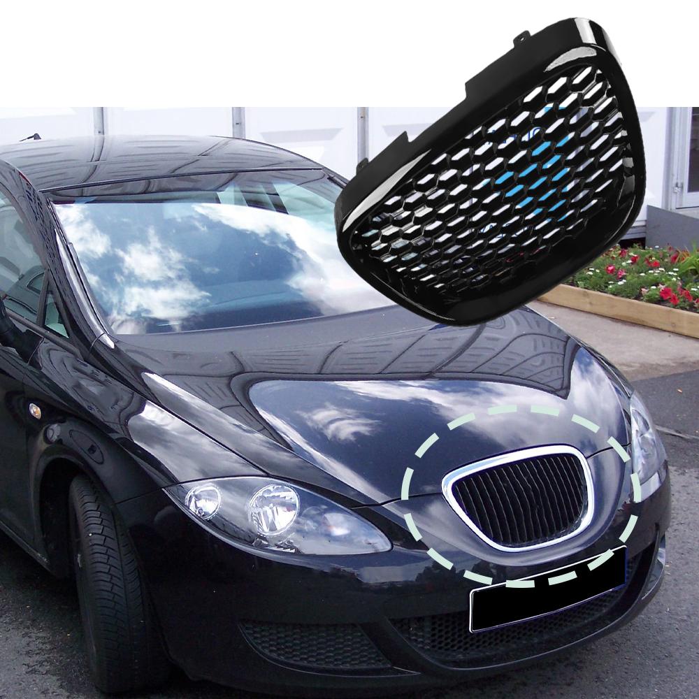 JZVL4 Honeycomb Front Bumper Grill for Seat Leon MK2 1P1 Altea XL Toledo Mk3 2006-2009 Honeycomb Grille Mesh Badgeless Grille