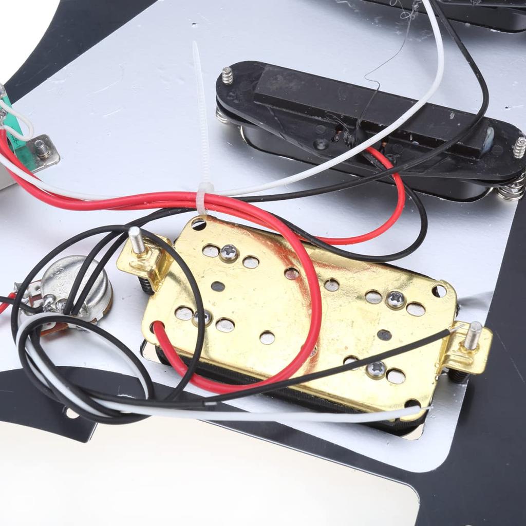 Musiclily 11 Hole HSS Prewired Pickguard Assembly with Single Coil Humbucker Pickup for Fender Stratocaster Squier Black USA/Mexico Guitar, 3-Ply