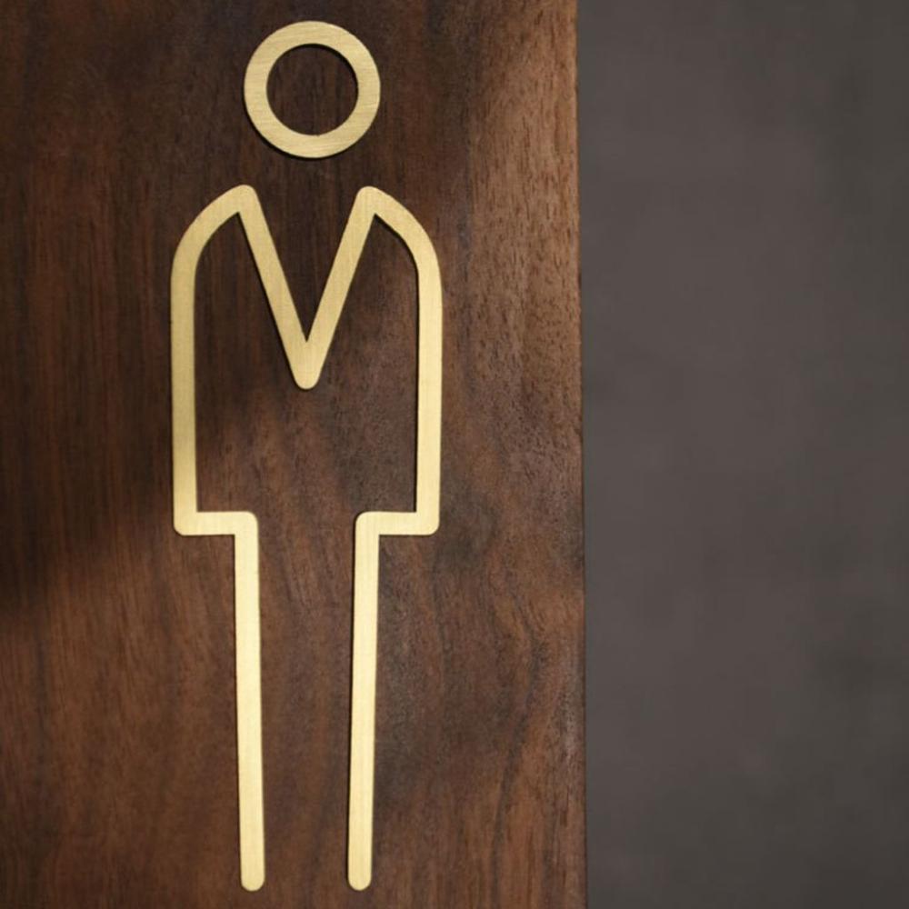 for Hotel,Office,Home Toilet Doorplate Brass Toilet Symbol Bathroom Signage WC Plaque Restroom Sign
