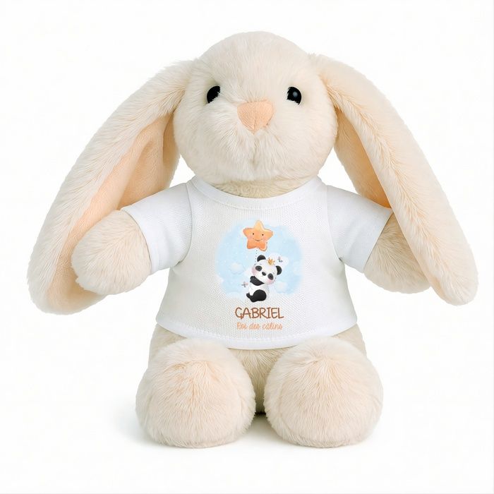 Planetee Peluche Lapin Bébé Doudou Gabriel Roi Des Calins Panda Cadeau Naissance Garçon Nouveau-Né Baby Shower