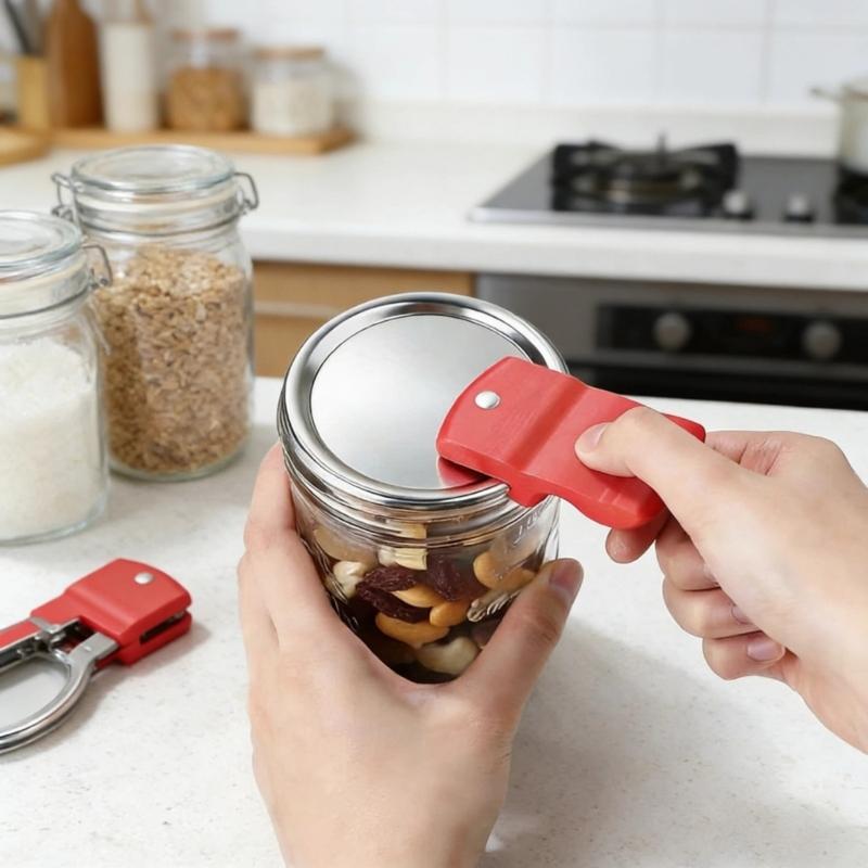 Открывалка для банок Mason Jar с магнитом для консервирования, снимает вакуумную крышку для стандартной крышки с широким горлышком, легкое открытие и хранение