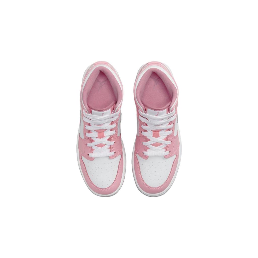 Кроссовки Air Jordan 1 Mid GS День Святого Валентина 2023 Детские Розовый Коралловый-Песочный Пустынный-Ягодный DQ8423-616