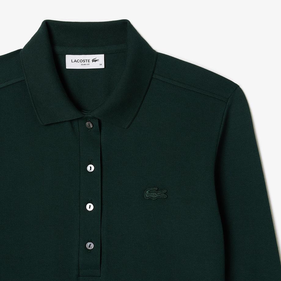Lacoste Женская облегающая футболка-поло с длинным рукавом PF5464-54NYZP