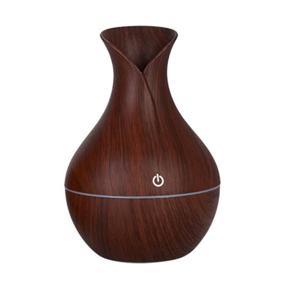 Мини-увлажнитель воздуха в форме вазы с текстурой дерева, тихий, с холодным паром, USB, настольный диффузор для автомобиля, офиса, комнаты, спальни