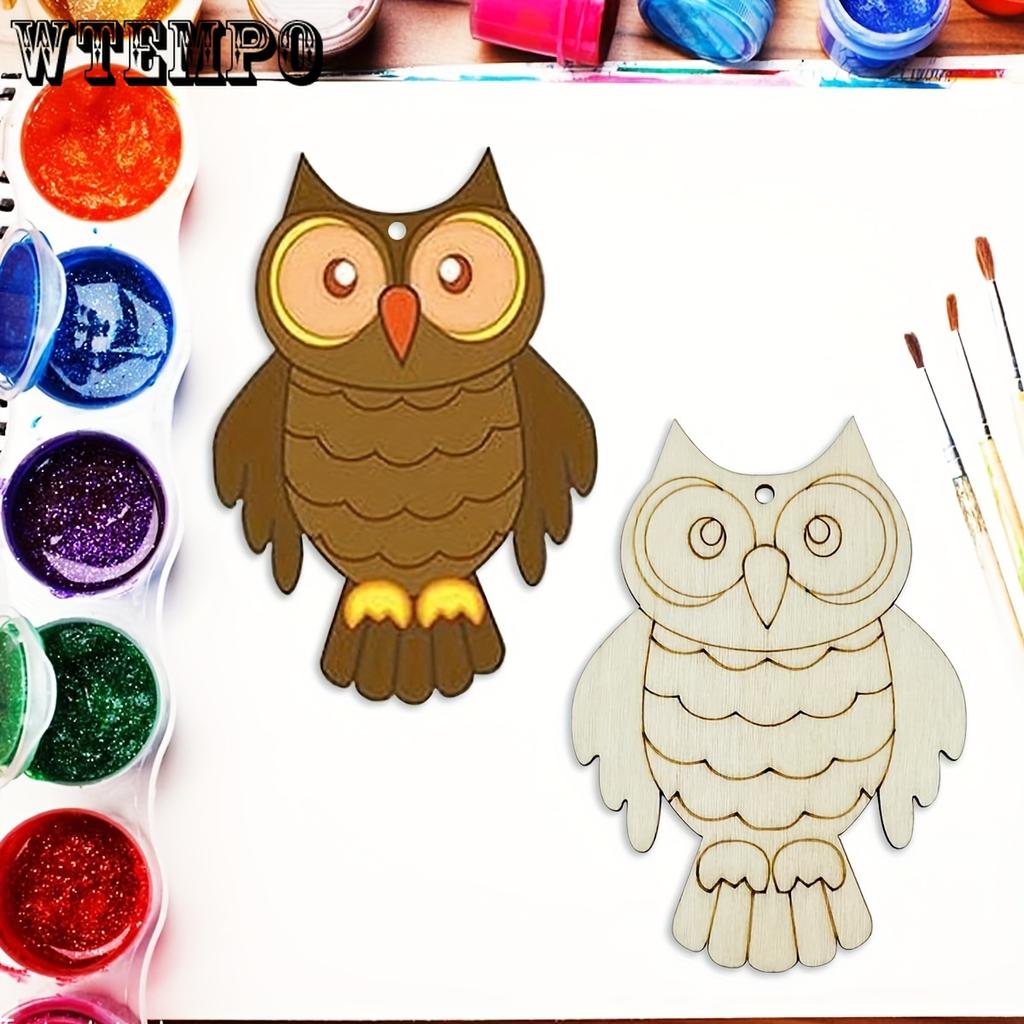 30 шт. деревянных фигурок сов для поделок своими руками - пустые фигурные украшения с подвесной веревкой, идеально подходят для свадебных, праздничных и рождественских украшений