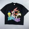 Винтажная футболка Looney Tunes, одинарный шов, 90-е, Багз Банни, Птица, Черная графика