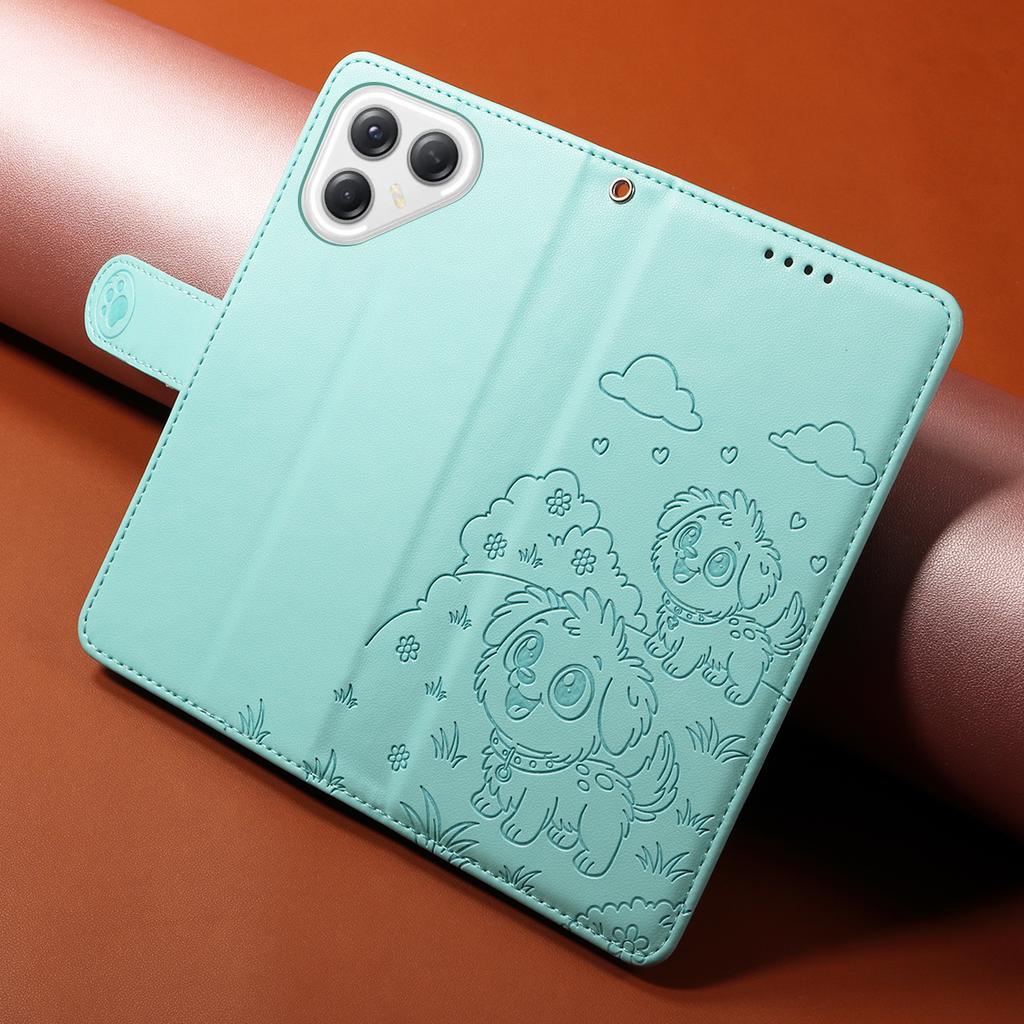 Чехол для TECNO Pova 7 Ultra 5G с блокировкой RFID, с тисненым узором собаки, из ПУ кожи, чехол для телефона с ремешком на запястье