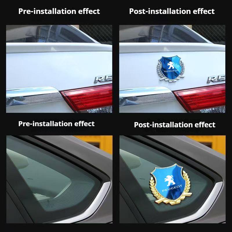 3D Metal Shield Styling Badge Car Stickers Exterior Parts Auto Accessories For Peugeot 206 307 308 3008 207 208 407 508 5008 GT