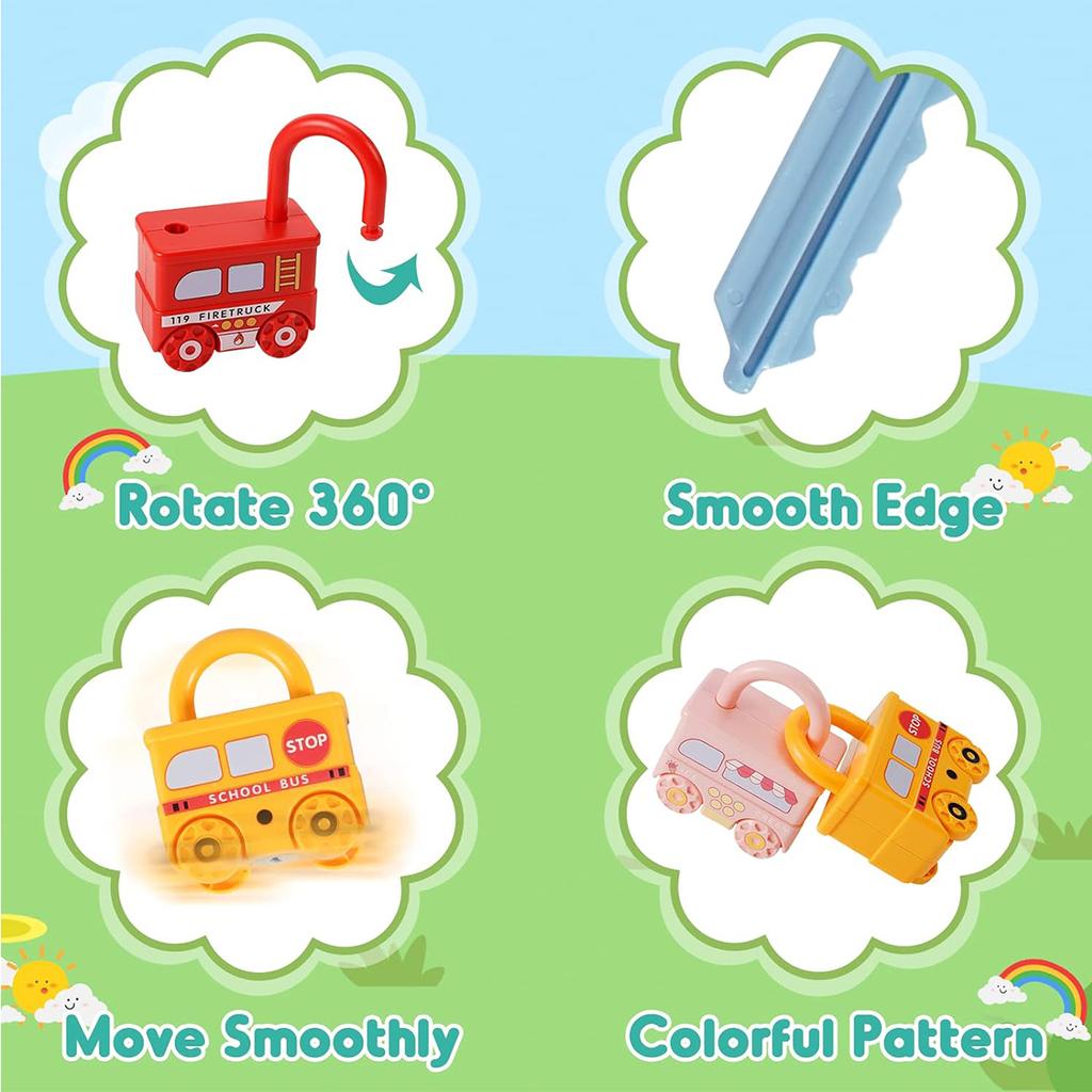 3 шт. Раннее обучение Замок-Разблокировка Машина Поезд Игрушка с Ключами, Детские Монтессори Математика Моторика Обучающие Игрушки, Подарок на День Рождения Рождество