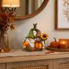 Indoor Tabletop Harvest Display Fall Gnome Ornament, Resin Autumn Figurines with Pumpkin And Sunflower Ornaments Decor for Thanksgiving Halloween,