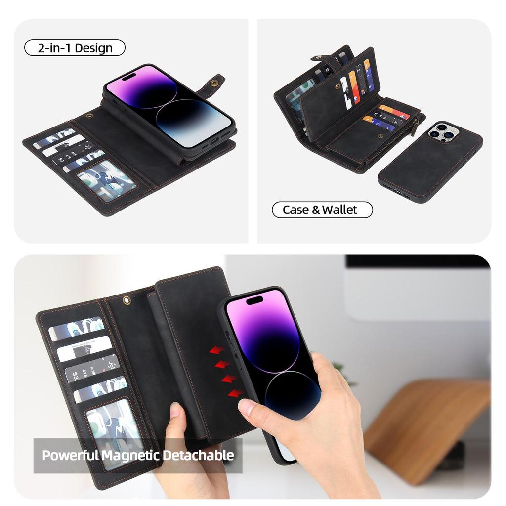 Многофункциональный кожаный чехол-кошелек для iPhone 17