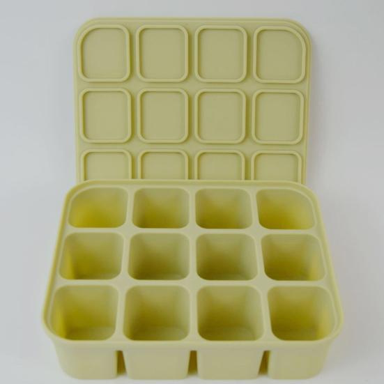 Силиконовый лоток для льда с крышкой, гибкая форма для льда без BPA на 12 кубиков, экономящая место, легко снимаемая, штабелируемая квадратная форма для льда