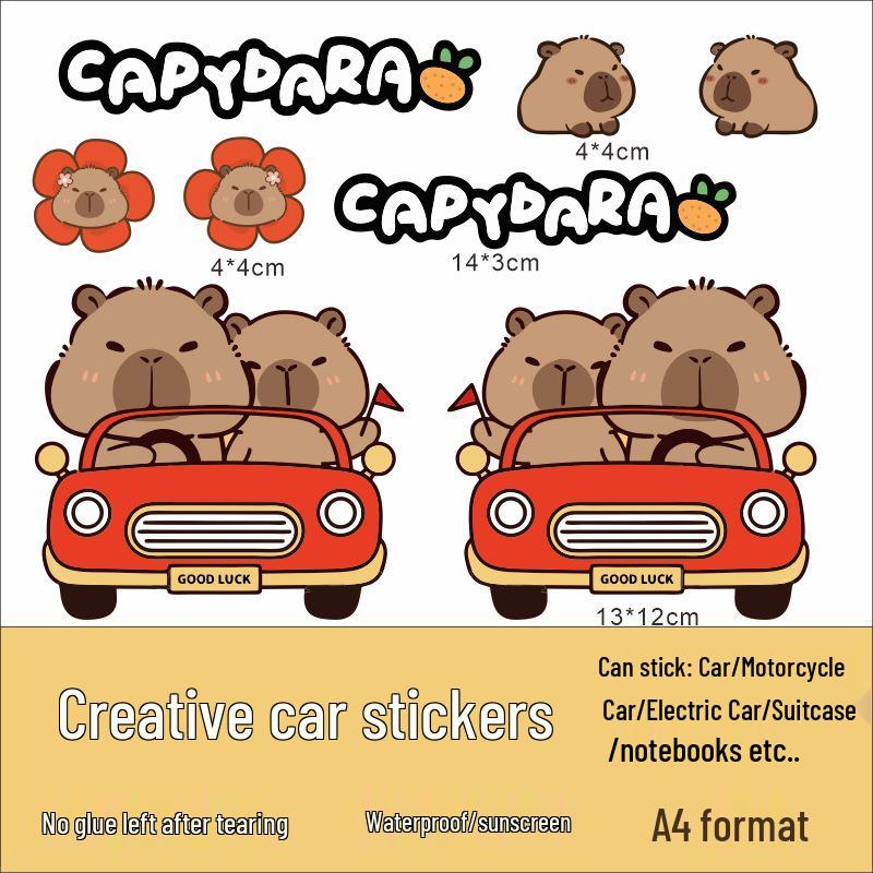 Capybara Electric Bike Waterproof Sticker: Little Cow Helmet & Center Box Deco