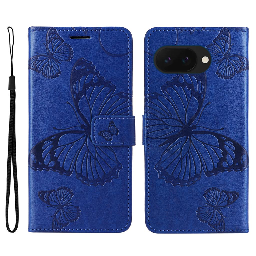 For Google Pixel 9a Wallet Case Floral Butterfly Imprinted Leather Phone Cover Stand